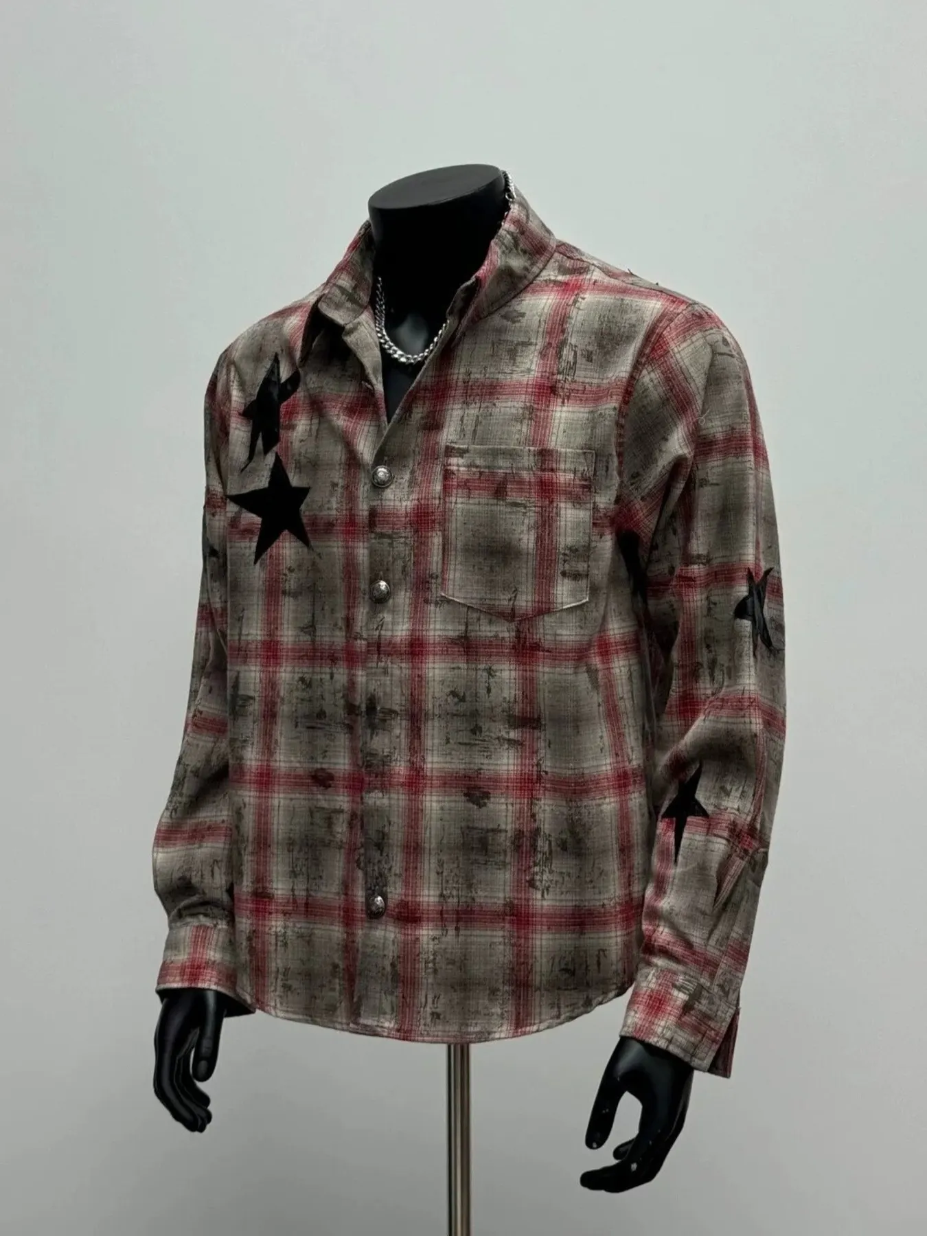 Men's Star Plaid Button Up Shirt