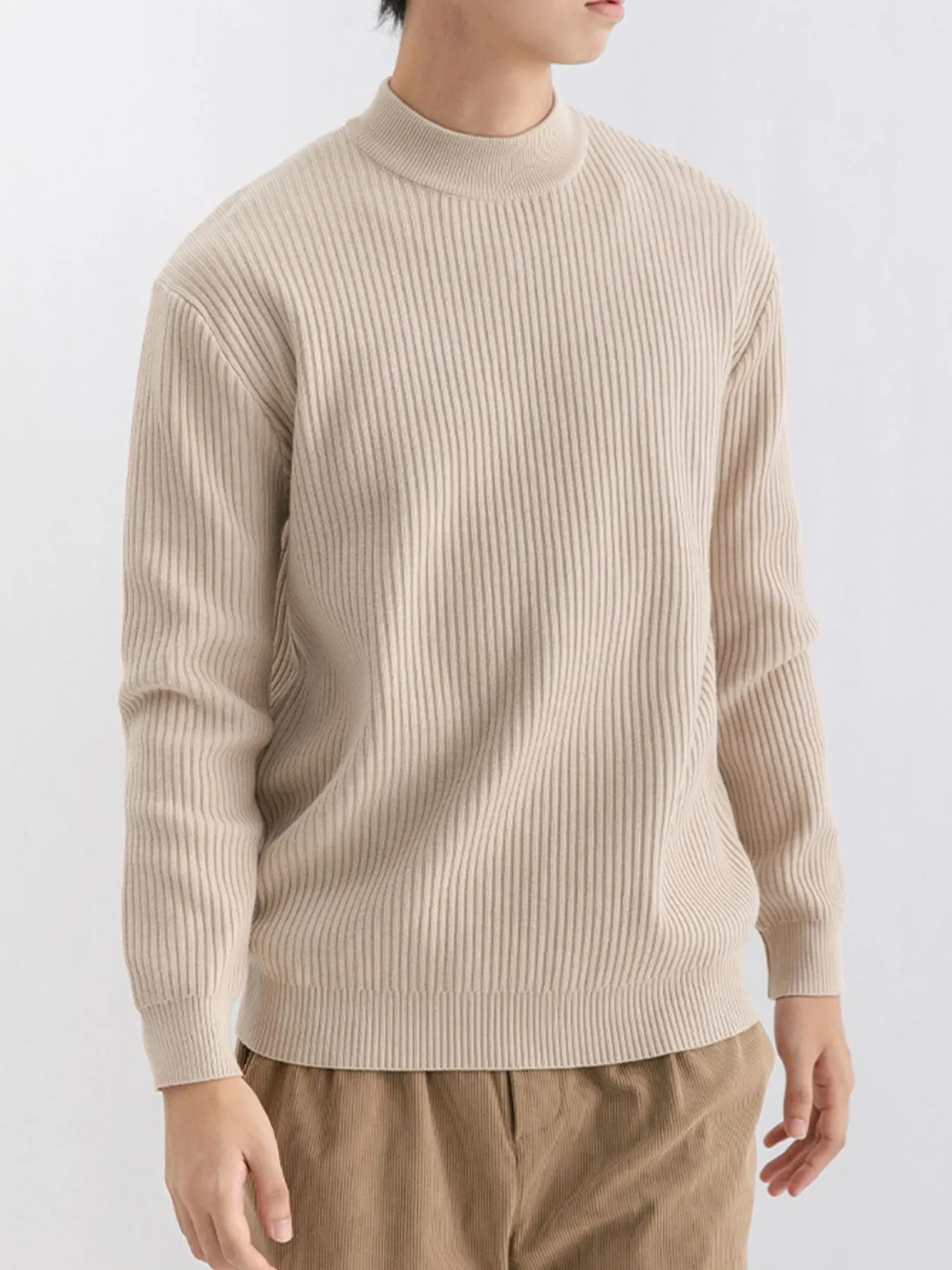 Men's Plus Size Ribbed Mock Neck Sweater