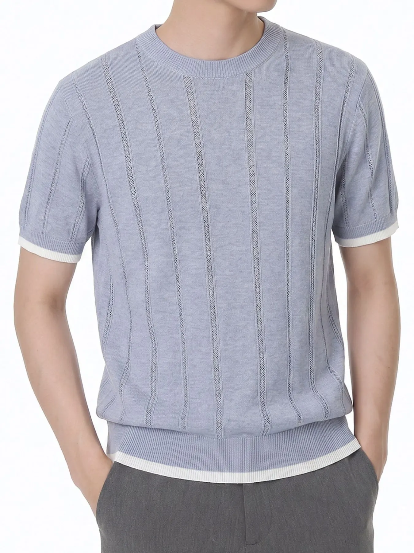 Men's Contrasting Trim Knit T-Shirt
