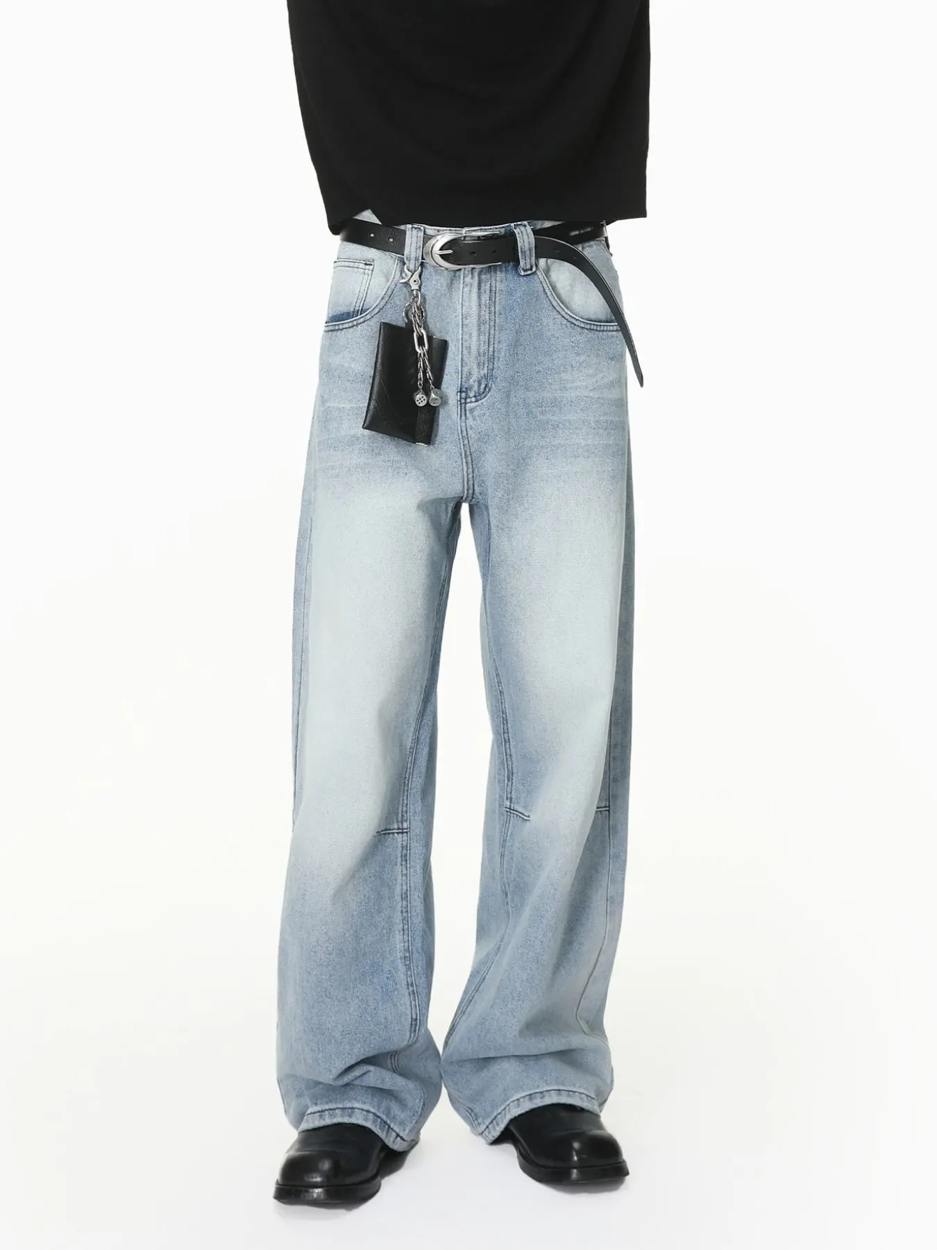 Men's Washed Wide-Leg Jeans